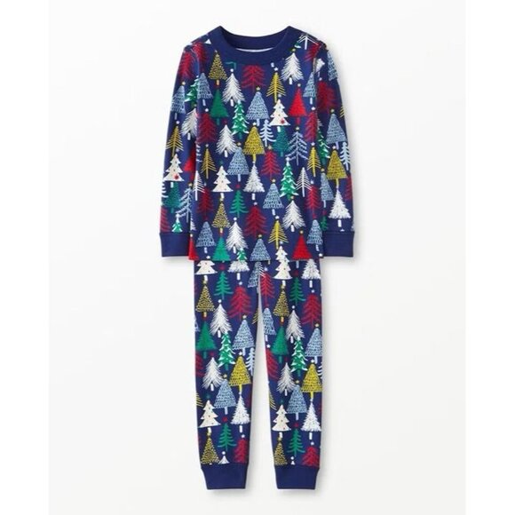 Hanna Andersson Holiday Long John Pajamas Set Winter Christmas Trees Toddler 2T - Picture 1 of 7